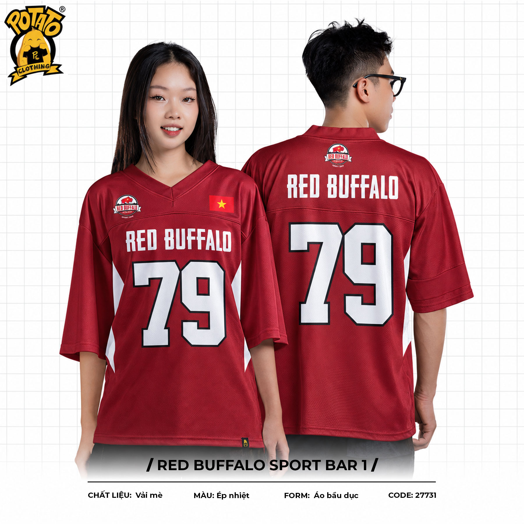 Đồng phục bóng bầu dục Red Buffalo Sport Bar Đỏ