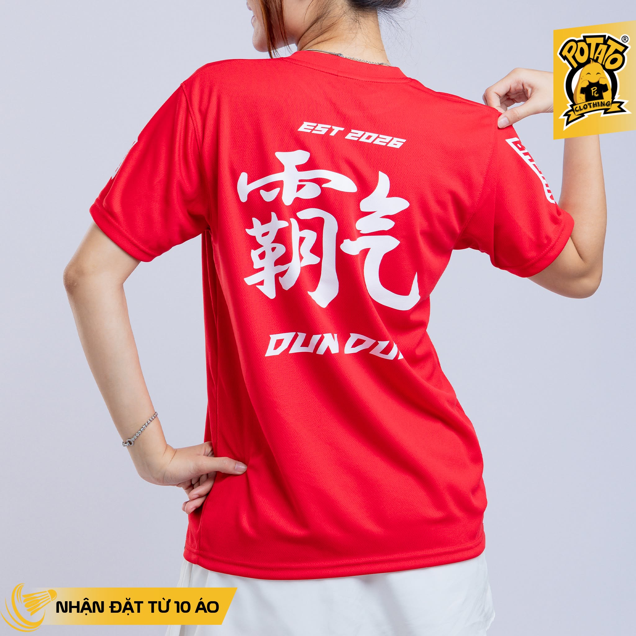 Đồng phục áo thun BUNI Badminton Đỏ Tươi