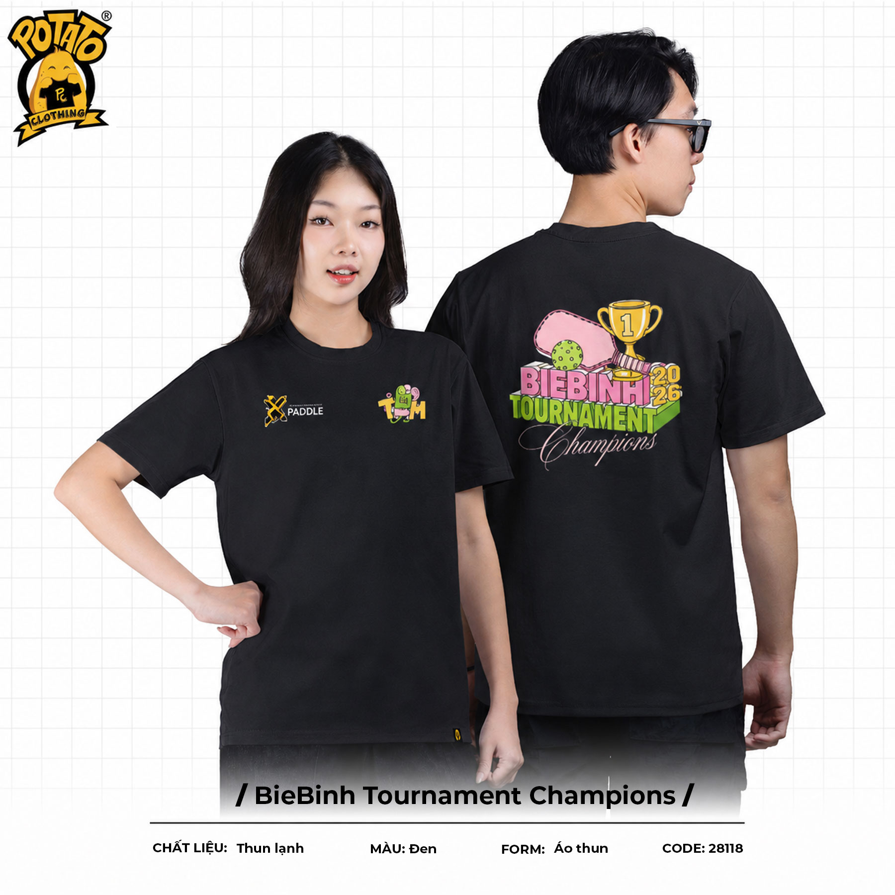 Đồng phục áo thun pickleball BieBinh Tournament Champions