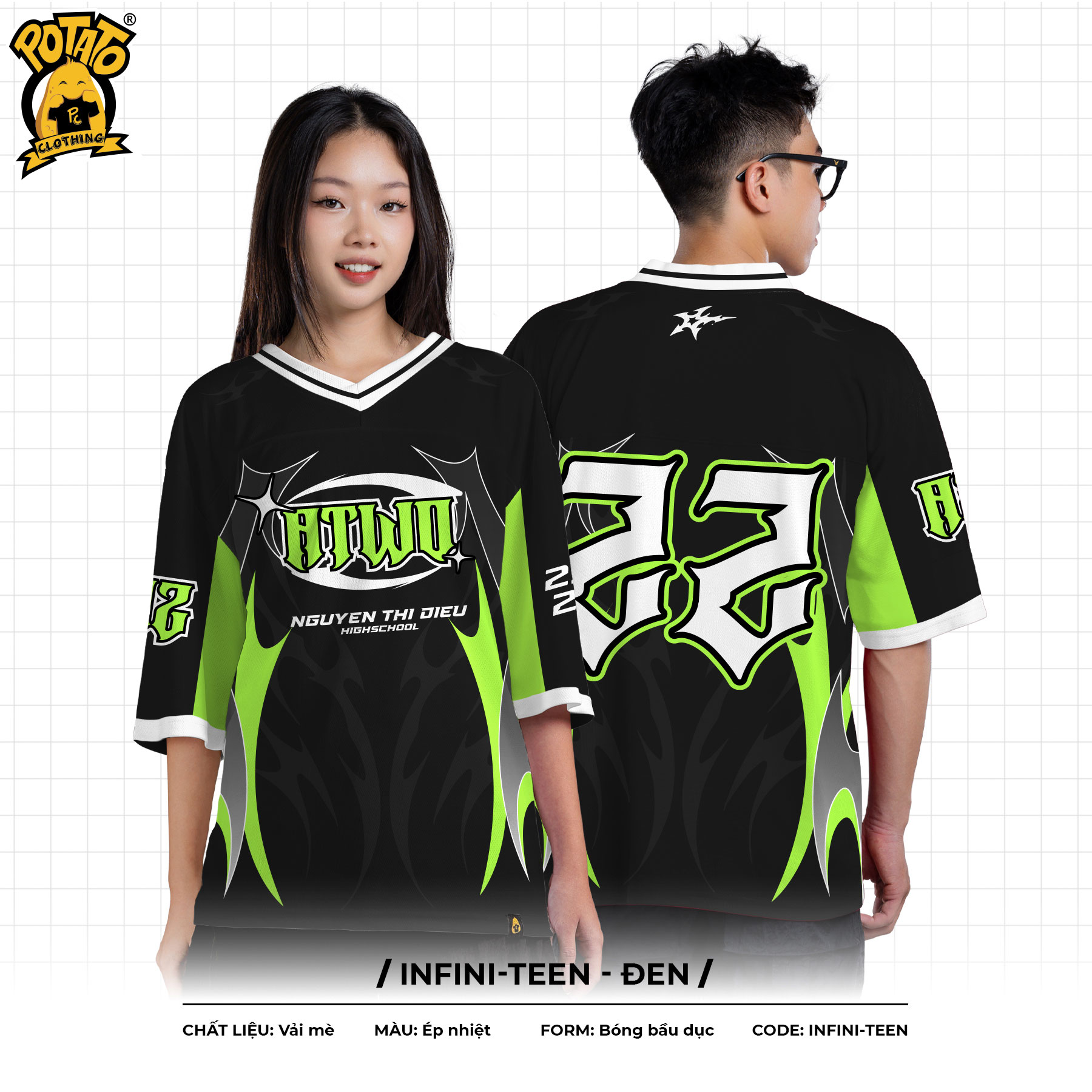BST ÁO LỚP BÓNG BẦU DỤC INFINI-TEEN ĐEN