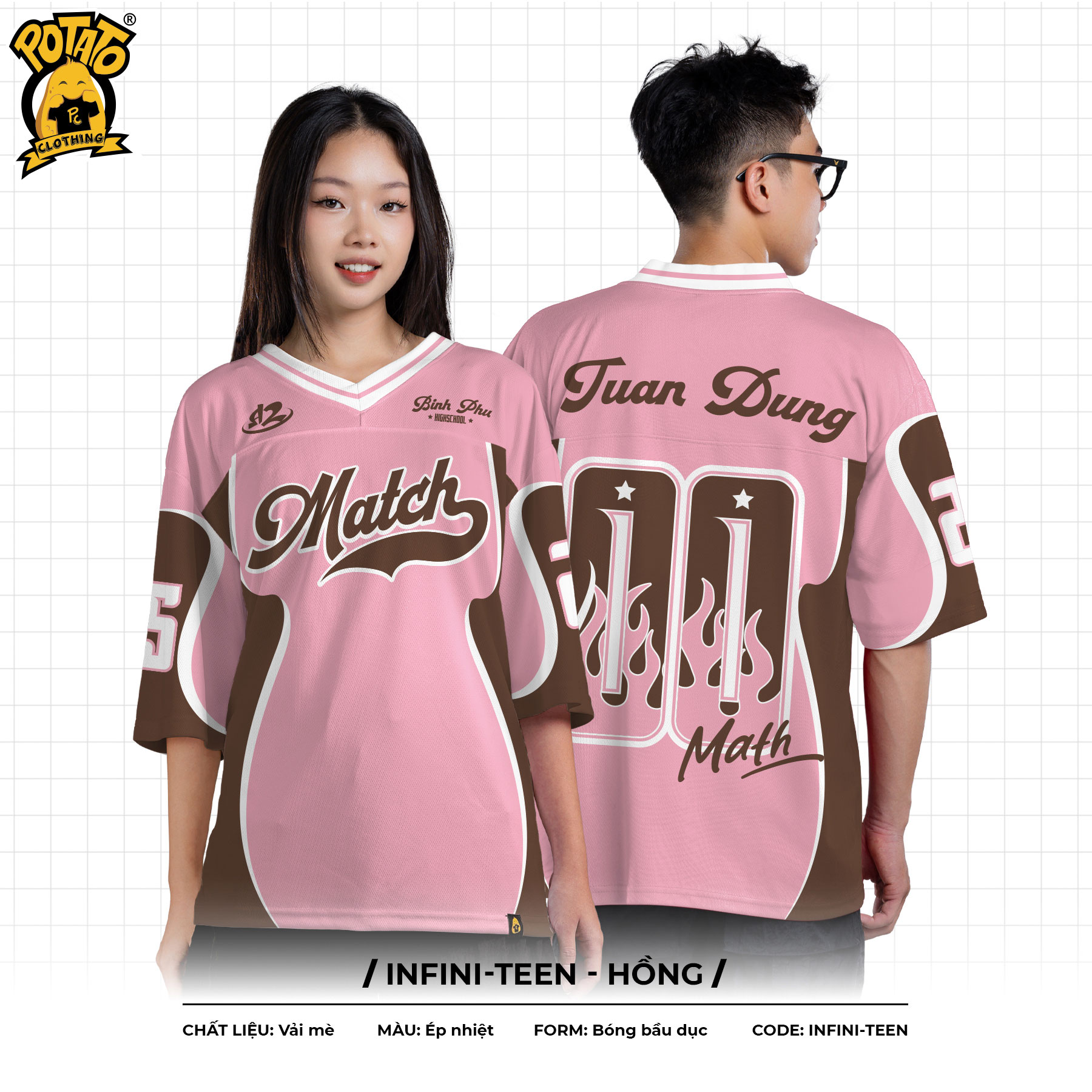 BST ÁO LỚP BÓNG BẦU DỤC INFINI-TEEN HỒNG