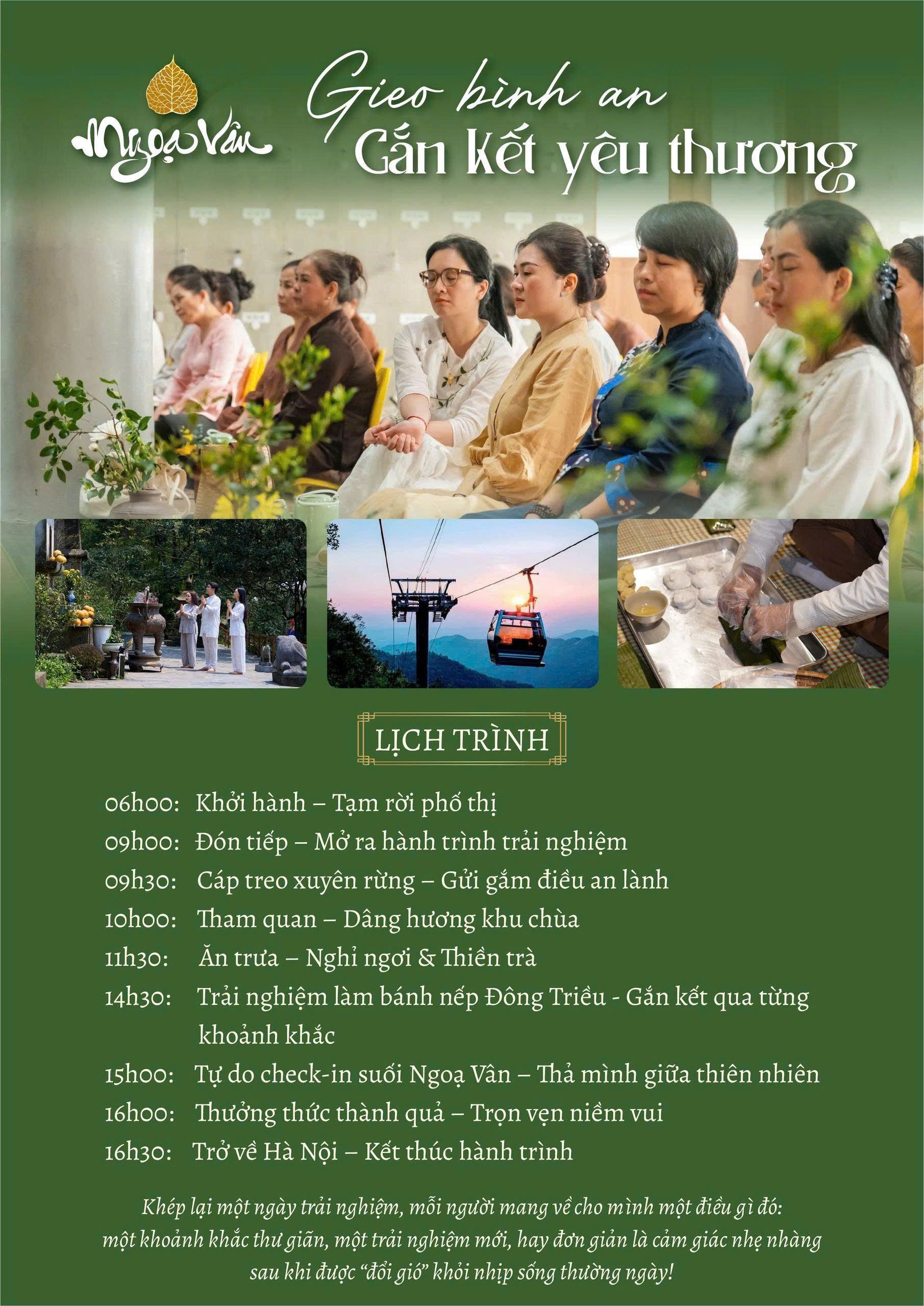 COMBO MỘT NGÀY TRỌN VẸN TẠI NGỌA VÂN - "GIEO BÌNH AN - GẮN KẾT YÊU THƯƠNG"