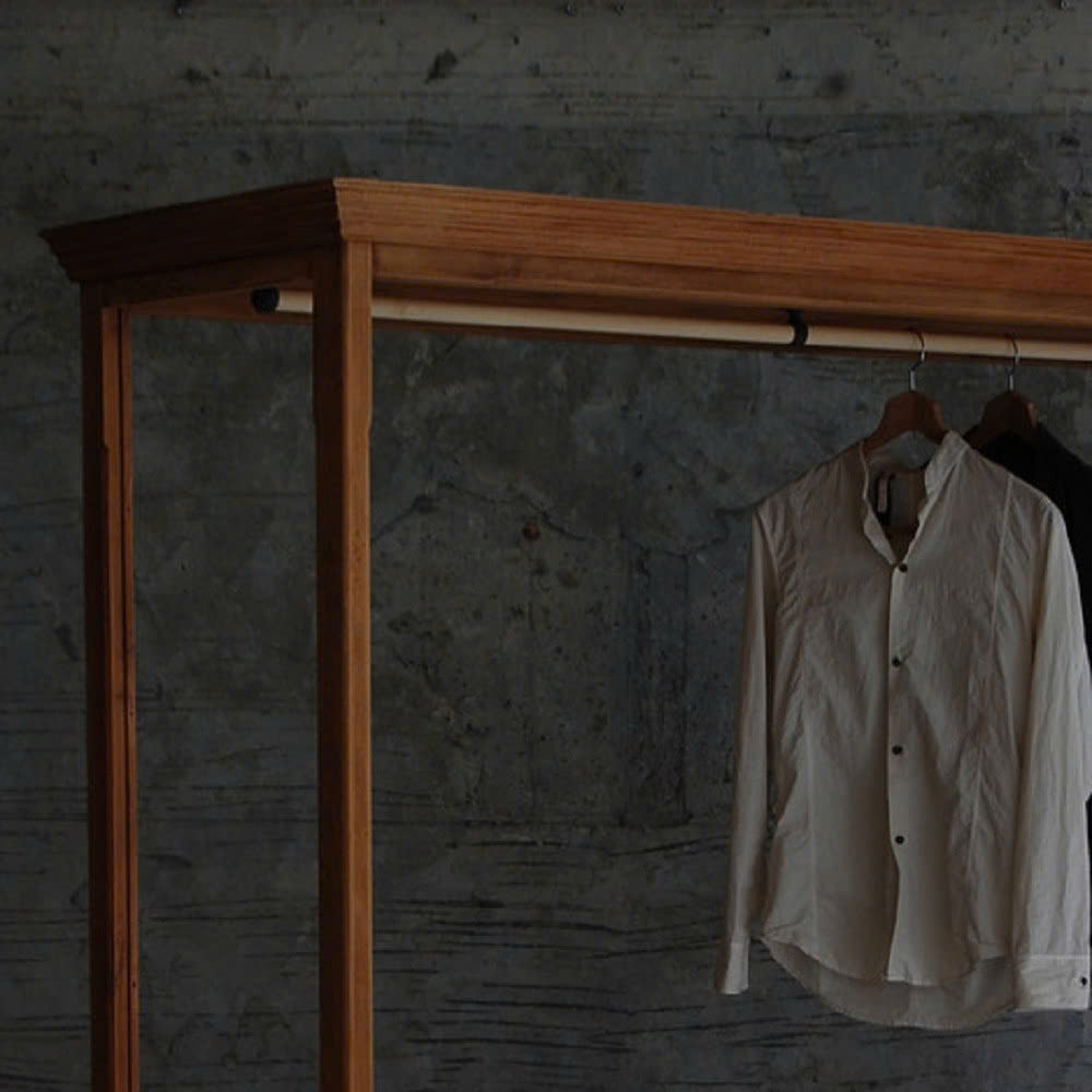 Kệ Treo Quần Áo Gỗ Tự Nhiên Có Hộc