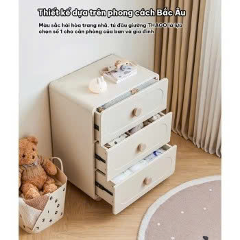Tab Đầu Giường 3 Ngăn Kéo Bo Góc Hiện