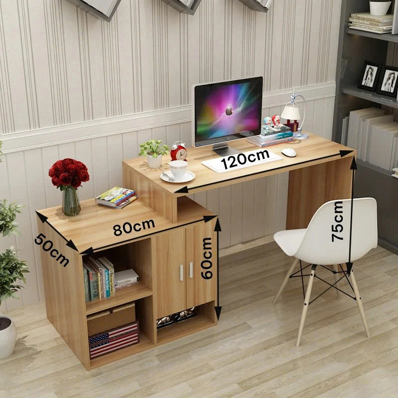 Bàn Học Sinh Chữ L Hiện Đại Kèm Kệ Sách