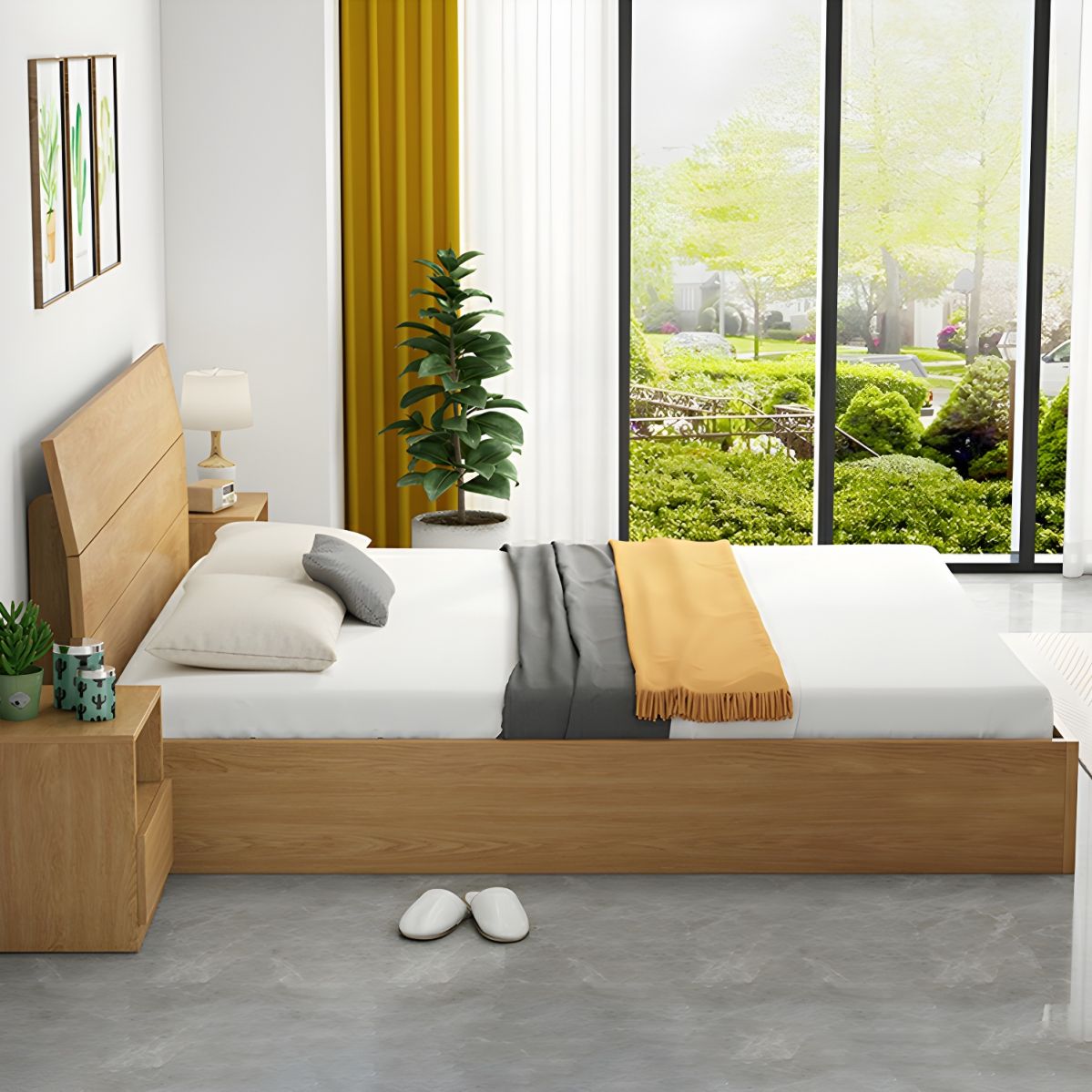 Giường Ngủ Gỗ Công Nghiệp Hiện Đại Kèm Tựa CN4