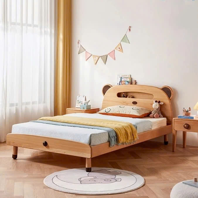 Giường Ngủ Cho Bé Hình Gấu Gỗ Tự Nhiên Dễ Thương