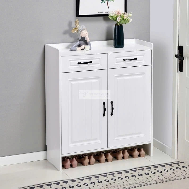 Tủ Giày Gỗ MDF Cao Cấp Màu Trắng Hiện Đại