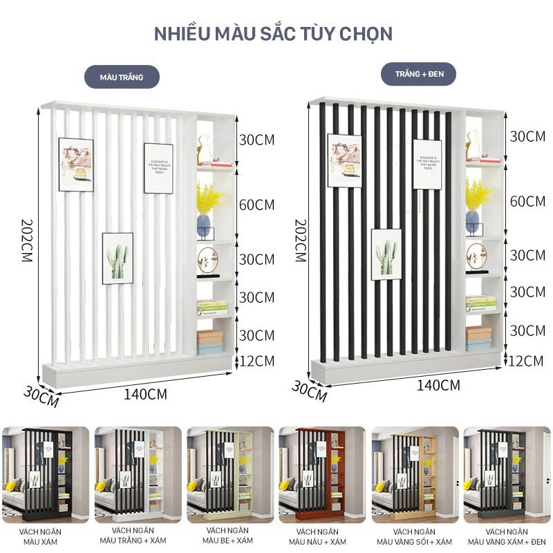 Vách Ngăn Phòng Kiêm Kệ Trang Trí
