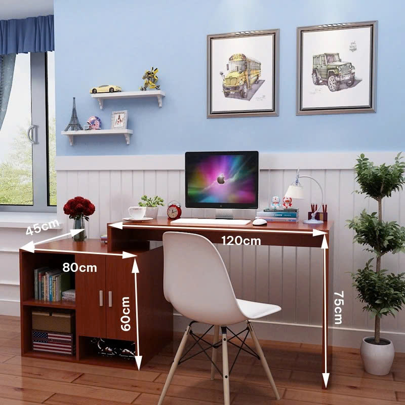 Bàn Học Sinh Chữ L Hiện Đại Kèm Kệ Sách