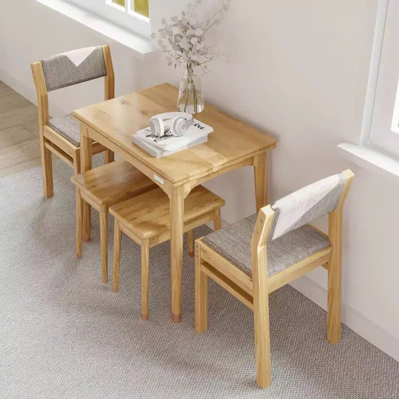 Bộ Bàn Ăn Gỗ Tự Nhiên Hiện Đại 4 Ghế