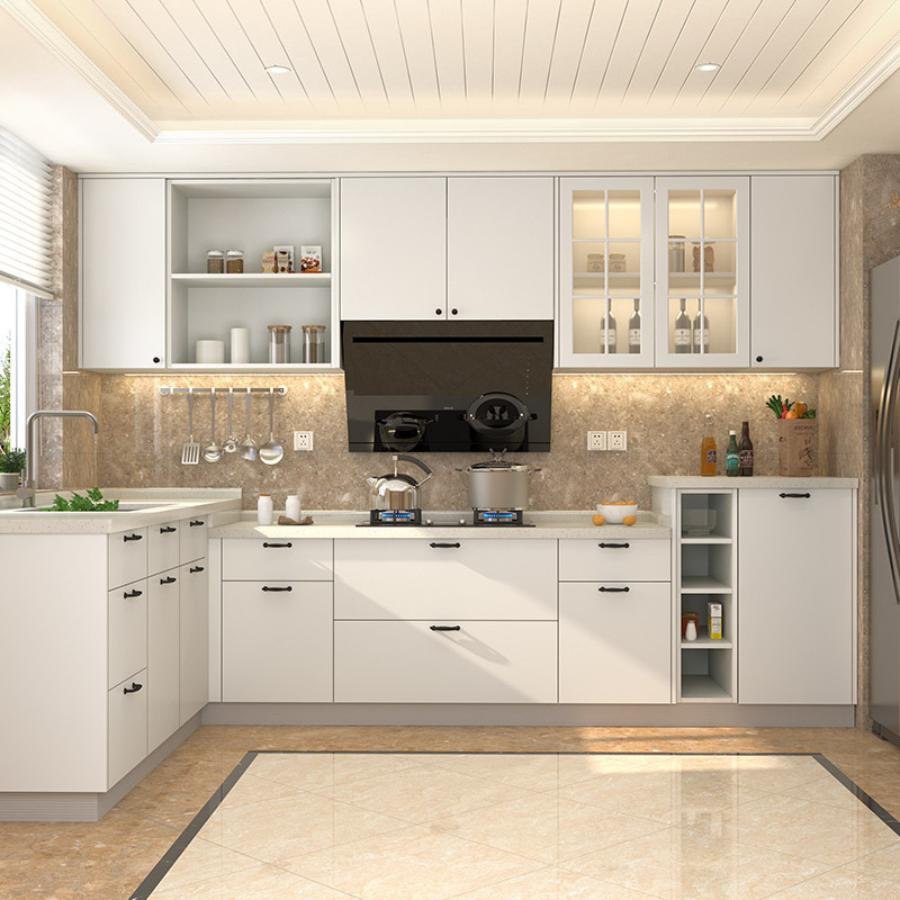 Tủ Bếp Gỗ Công Nghiệp Tông Màu Trắng Sáng TB03