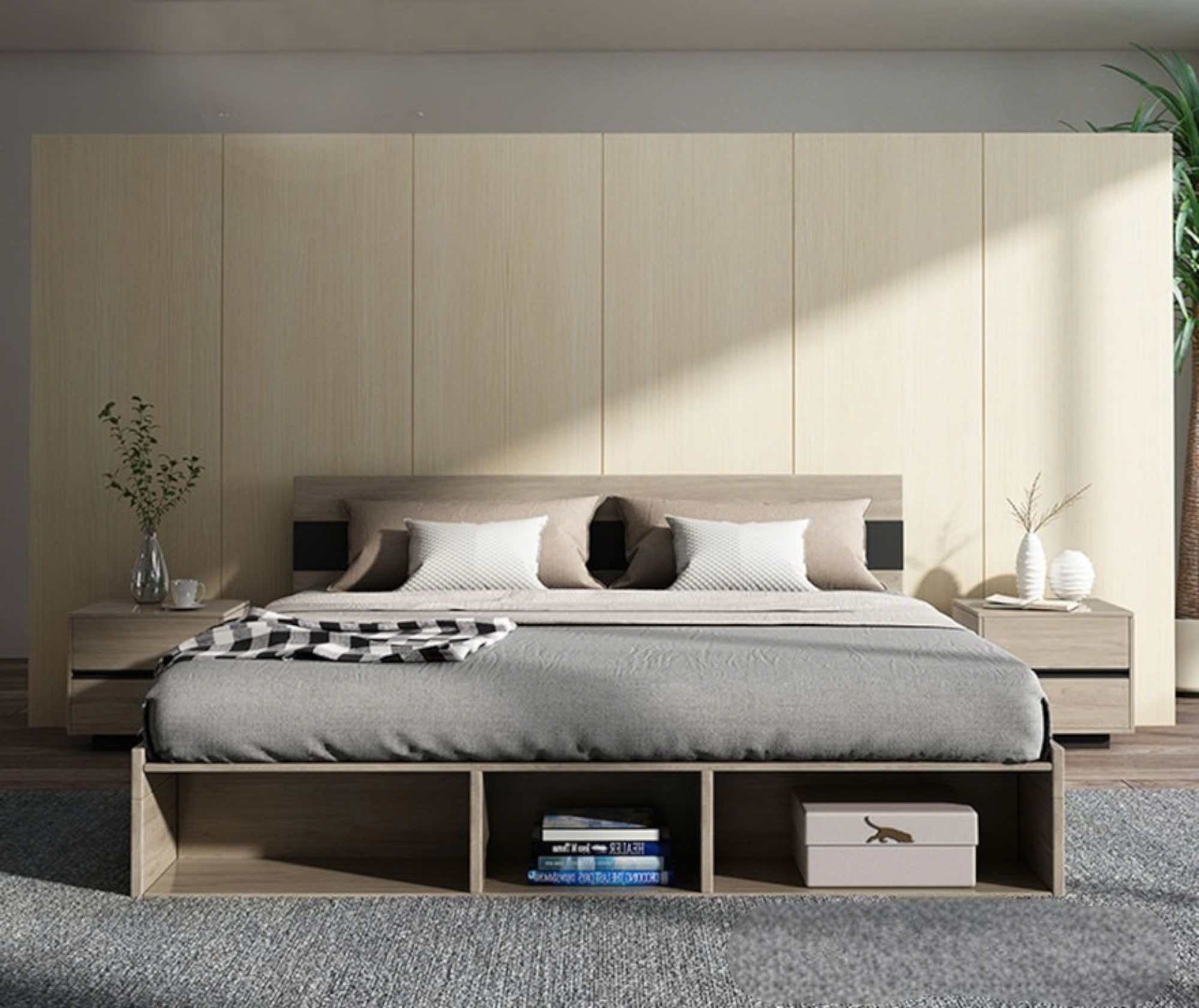 Giường Ngủ Gỗ Hiện Đại Kèm Ngăn Chứa Tiện Ích