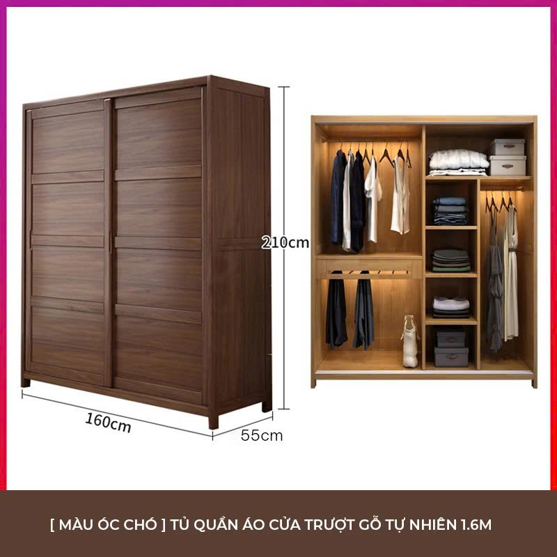 Tủ Quần Áo Cửa Trượt Gỗ Tự Nhiên