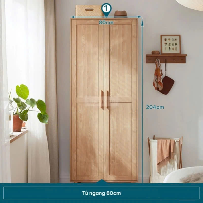 Tủ Quần Áo Gỗ Tự Nhiên 4 Cánh 2 Hộc Kéo Hiện Đại