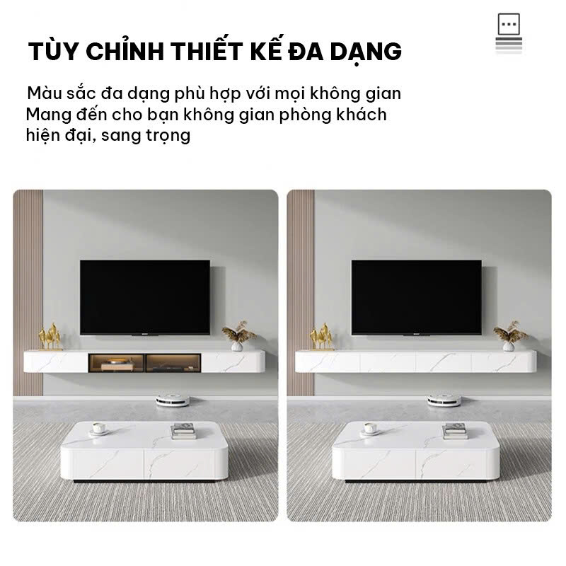 Kệ Tivi Hiện Đại Mặt Vân Đá Trắng Sang Trọng