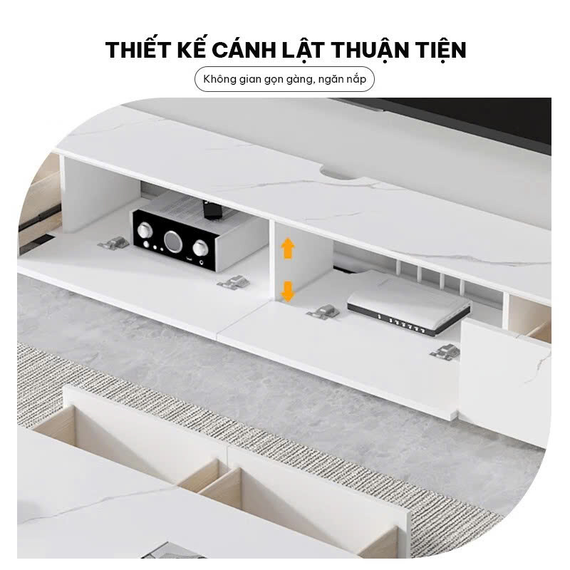 Kệ Tivi Hiện Đại Mặt Vân Đá Trắng Sang Trọng