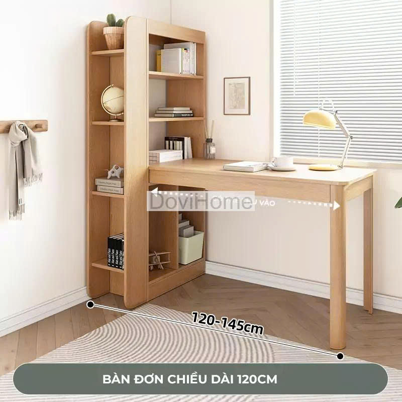 Bàn Làm Việc Liền Kệ Sách Gỗ MDF Hiện Đại