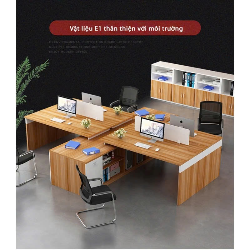 Bàn Làm Việc Văn Phòng Hiện Đại Đôi Liền Tủ