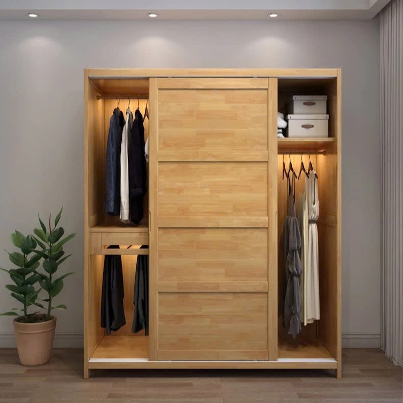 Tủ Quần Áo Cửa Trượt Gỗ Tự Nhiên Hiện Đại