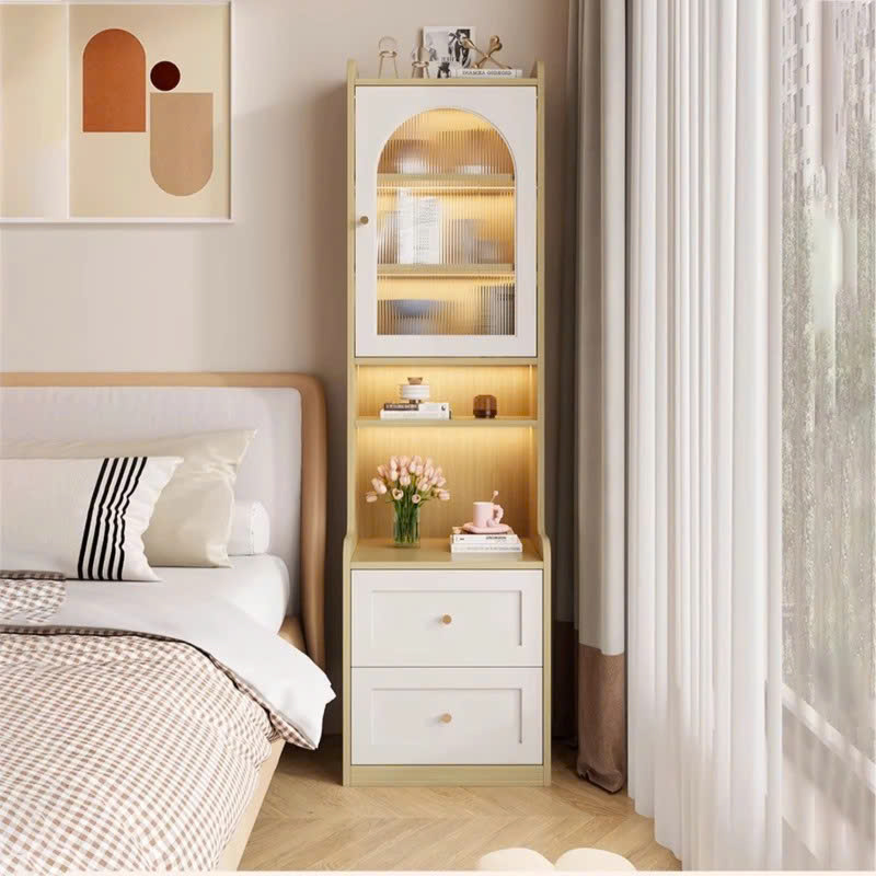 Tủ Đầu Giường Kết Hợp Tủ Trưng Bày Led Hiện Đại