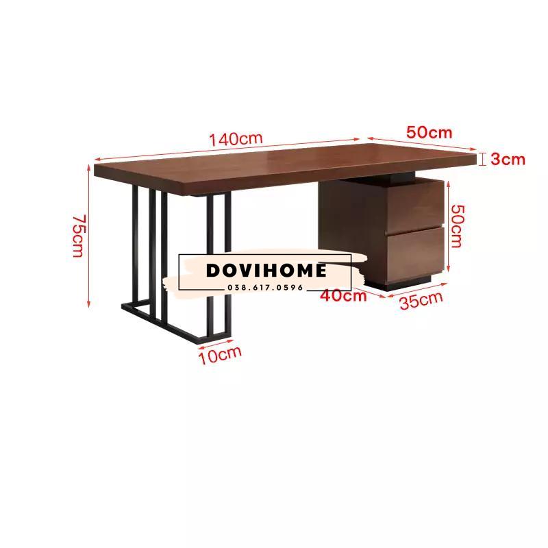 Bàn làm việc chân thép tích hợp tủ đồ BLV02
