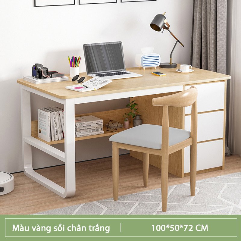 Bàn làm việc chân kim loại đi kèm tủ để đồ tiện lợi BLV03