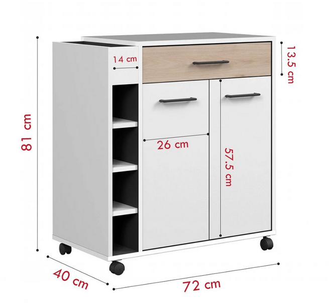 Tủ Bếp Đa Năng Hiện Đại Có Bánh Xe Di Chuyển