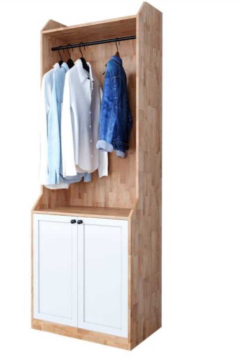 Tủ Quần Áo Gỗ Thông Có Kệ Treo Và Tủ Đựng Dưới Hiện Đại