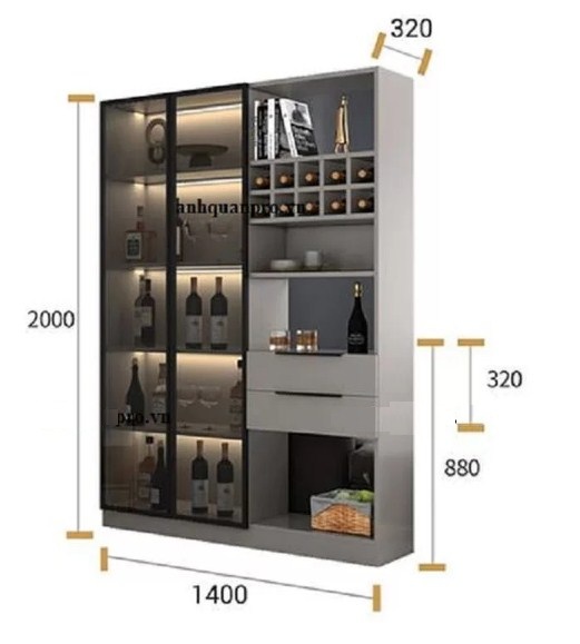 Tủ Rượu Trang Trí Cao Cấp Phong Cách Hiện Đại