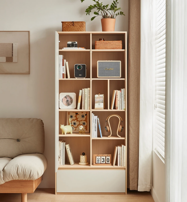 Tủ Kệ Sách Kết Hợp Ngăn Kín – Phong Cách Bắc Âu