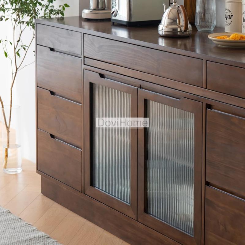 Tủ Bếp Đa Năng Gỗ MDF Cửa Kính Sọc Mờ