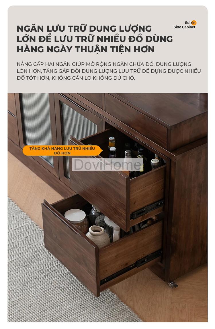 Tủ Bếp Đa Năng Gỗ MDF Cửa Kính Sọc Mờ