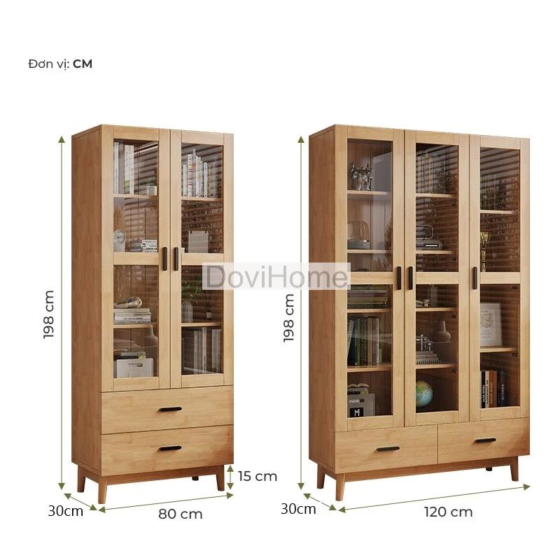 Tủ Gỗ Trưng Bày Kính Hiện Đại 4 Cánh