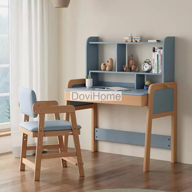 Bàn Học Gỗ Tự Nhiên Kèm Kệ Sách