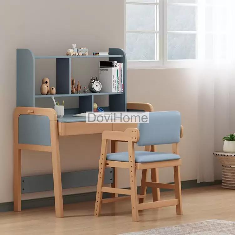 Bàn Học Gỗ Tự Nhiên Kèm Kệ Sách