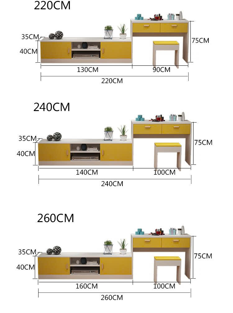 Bộ Bàn Trang Điểm Kết Hợp Kệ Tivi Hiện Đại