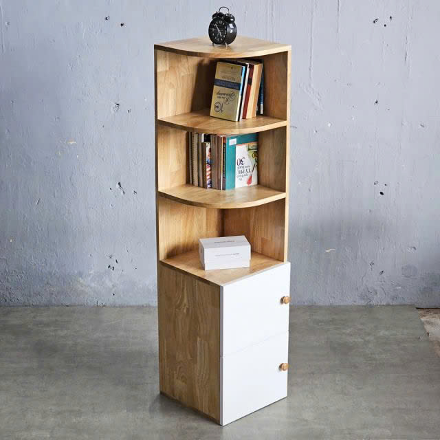 Kệ Sách Gỗ Tự Nhiên Phối Trắng Đứng Hiện Đại