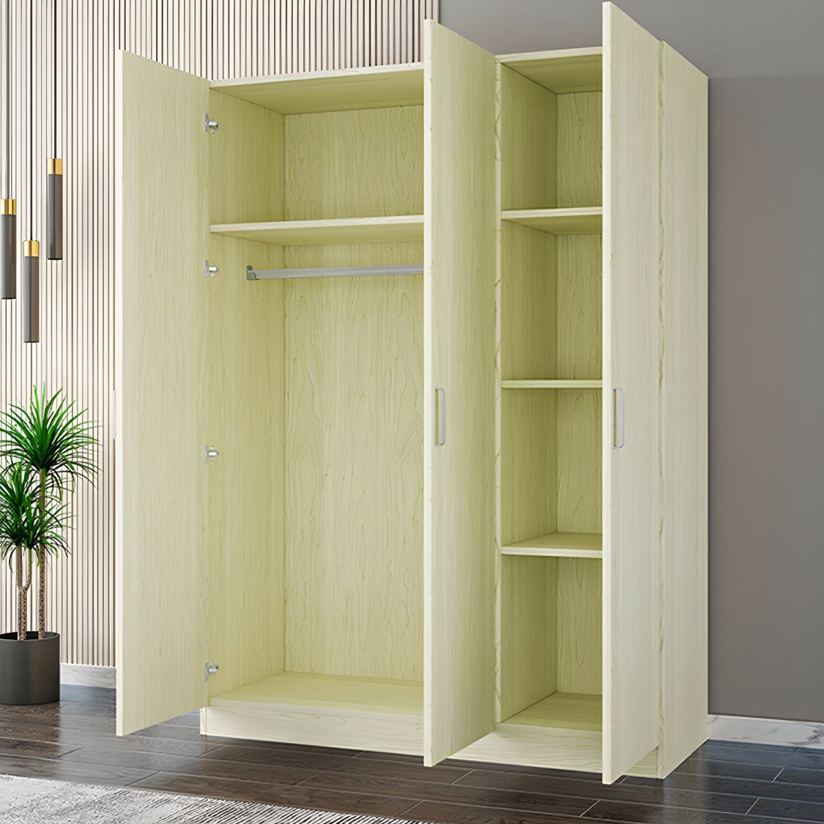 Tủ Quần Áo 3 Cánh Gỗ MDF Thiết Kế Hiện Đại