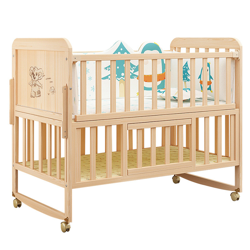 Cũi Gỗ Cho Bé Lắp Ghép Thiết Kế Đơn Giản NC03