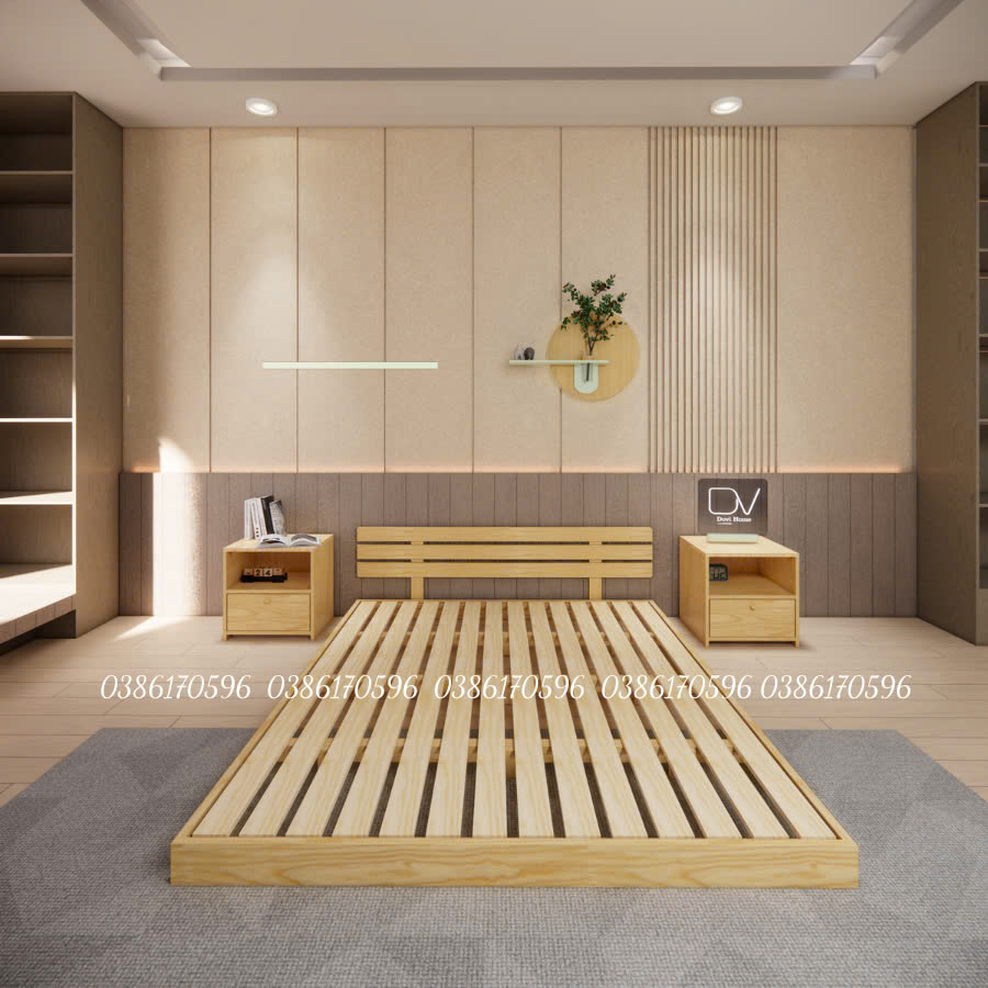 Giường decor gỗ tự nhiên giá rẻ – Mẫu đẹp, bền, giá tốt M10