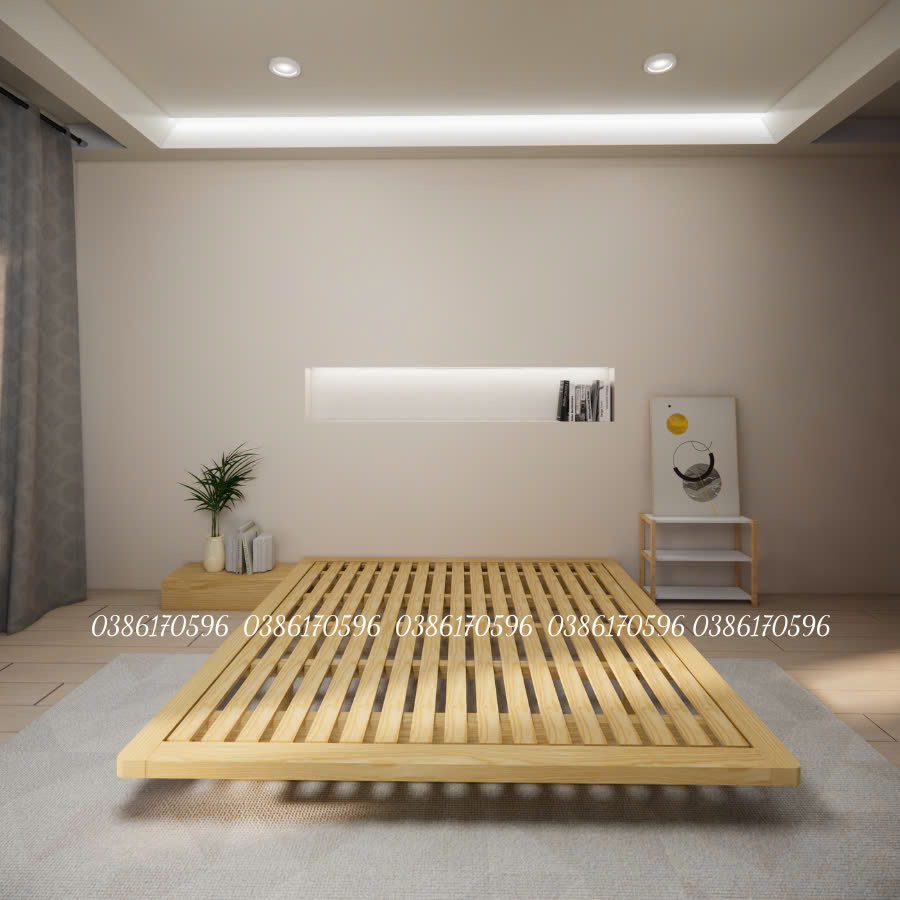 Giường gỗ  M23 - Mẫu gường bay kết hợp đèn led