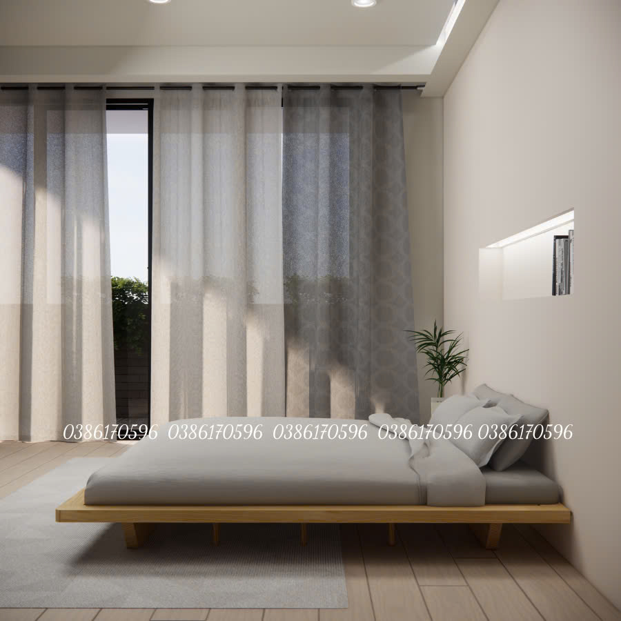 Giường gỗ  M23 - Mẫu gường bay kết hợp đèn led