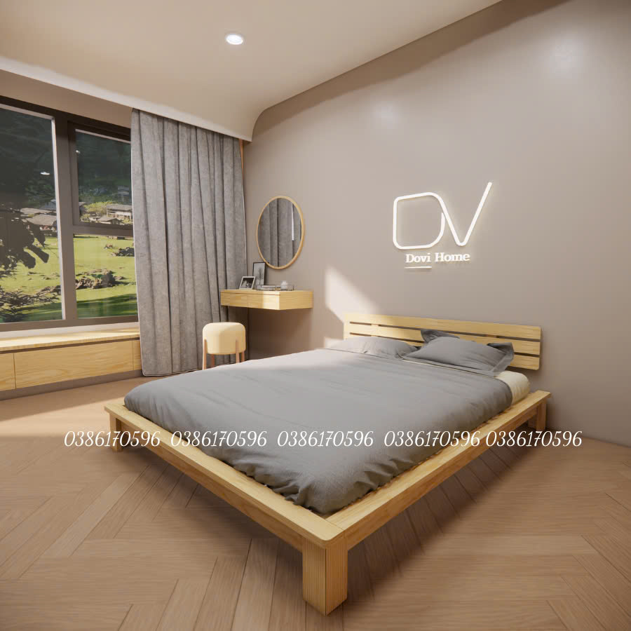 Giường gỗ M18 - Giường gỗ đơn giản hiện đại