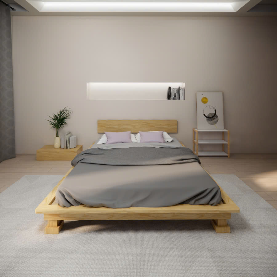 Giường M17 - Giường gỗ đơn giản có tựa kết hợp chân hộp