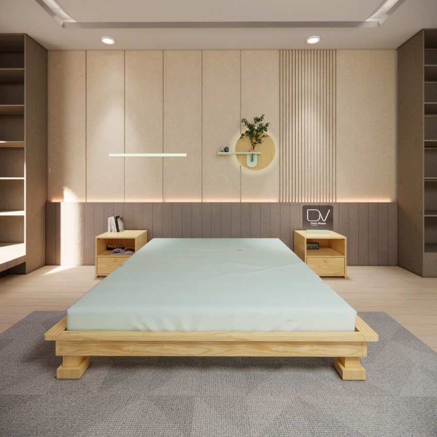 Giường M16 - Giường gỗ chân hộp độc đáo