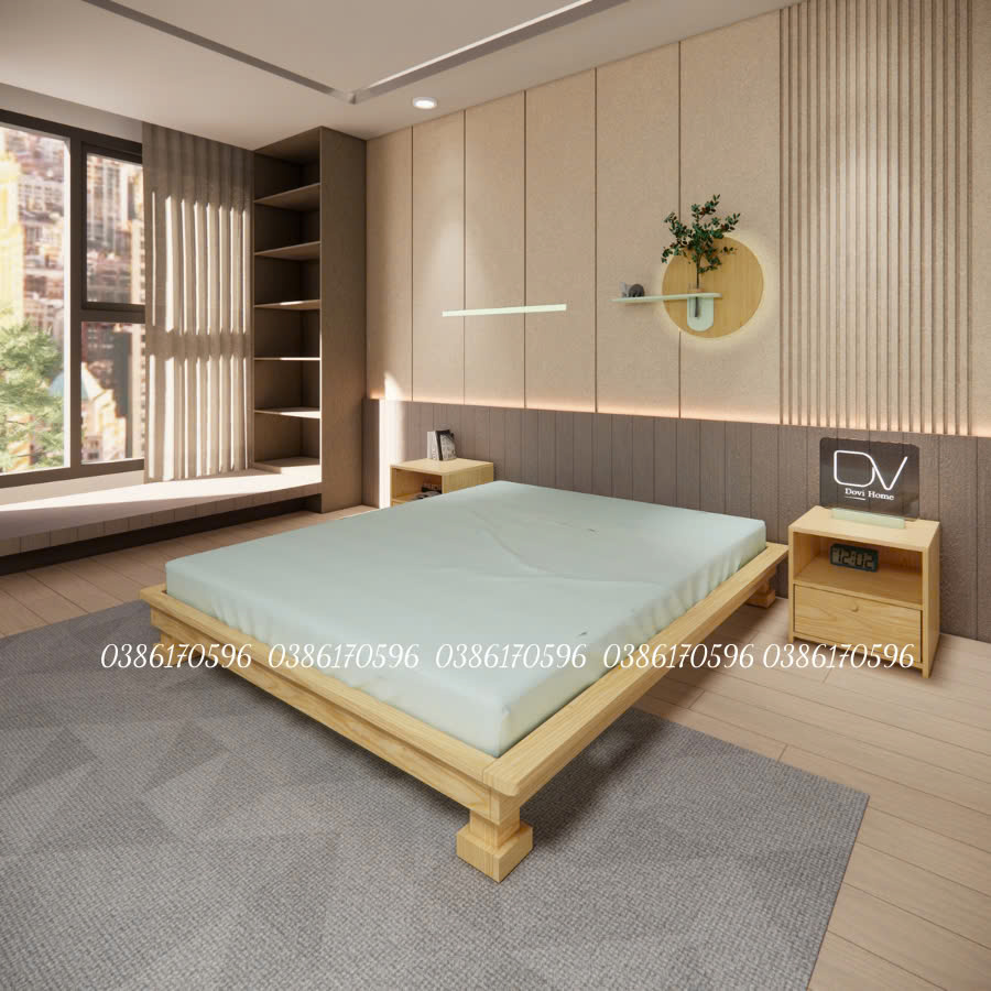 Giường M16 - Giường gỗ chân hộp độc đáo