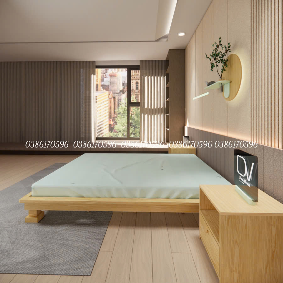 Giường M16 - Giường gỗ chân hộp độc đáo