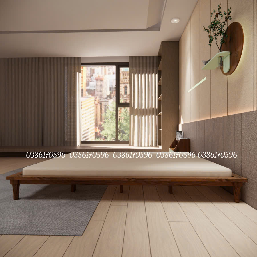 Giường gỗ M20 phong cách Hàn Quốc hiện đại tối giản