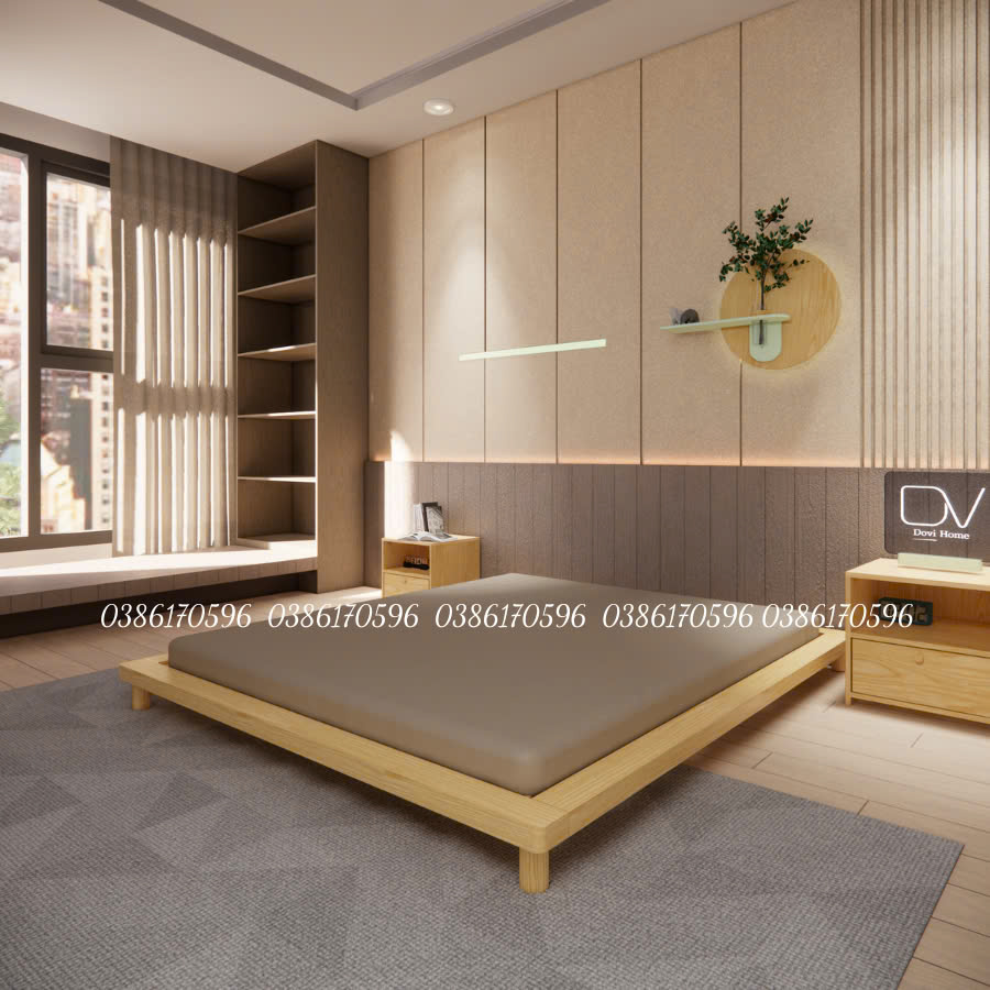 Giường gỗ  M22A - Giường bệt chân tròn